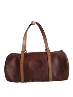 ETRO Milano Paisley Brown Leather Barrel Bag